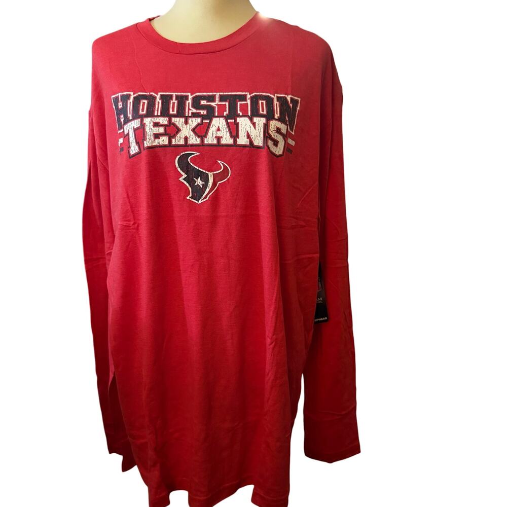 NFL Team Apparel Houston Texans Long Sleeve Tee, Red, Unisex Size 2XL, NWT